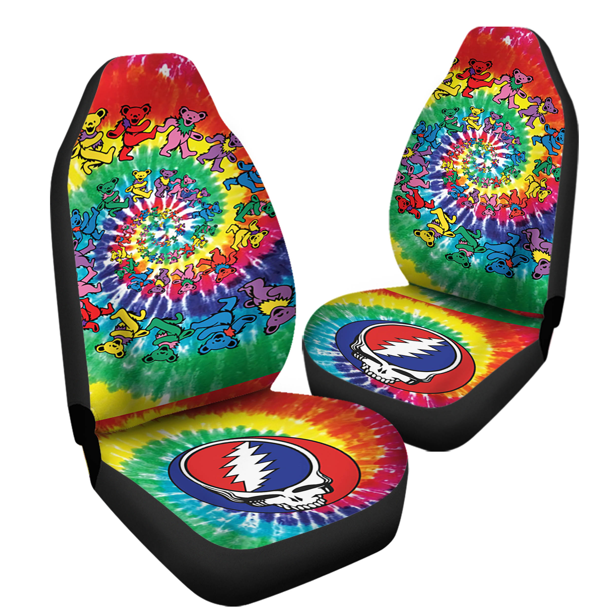 Classic Grateful Dead Dancing Bears Tie Dye Car Seat Covers