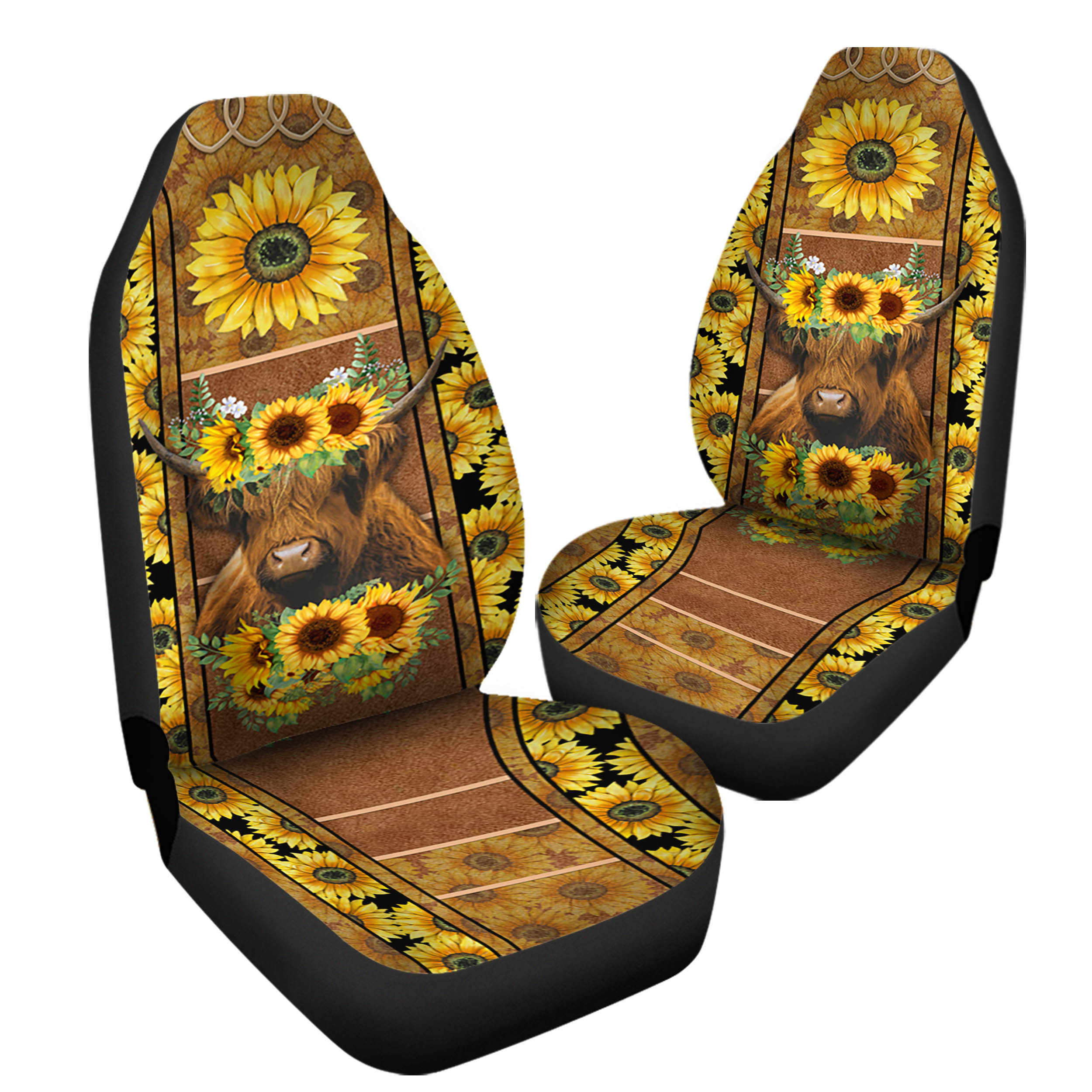 Cows And Sunflower Car Seat Covers