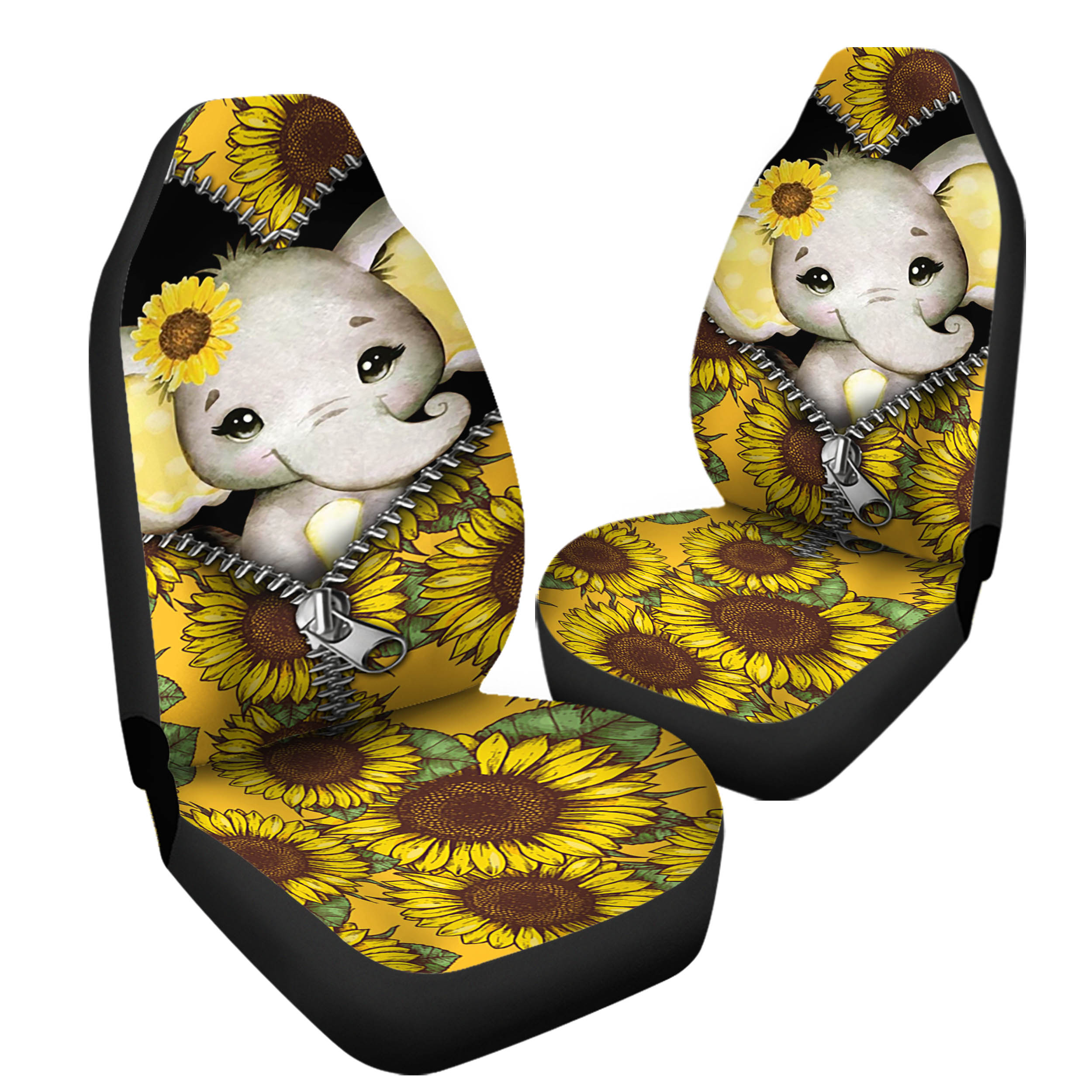 Elephants And Sunflowers Car Seat Covers