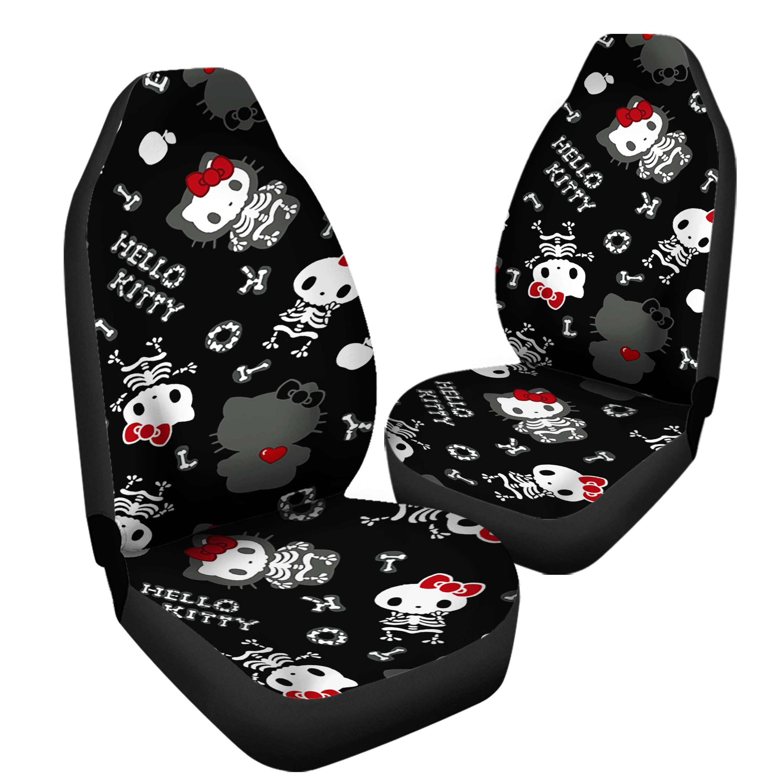 Hello Kitty Skull Halloween Black And White Car Seat Covers