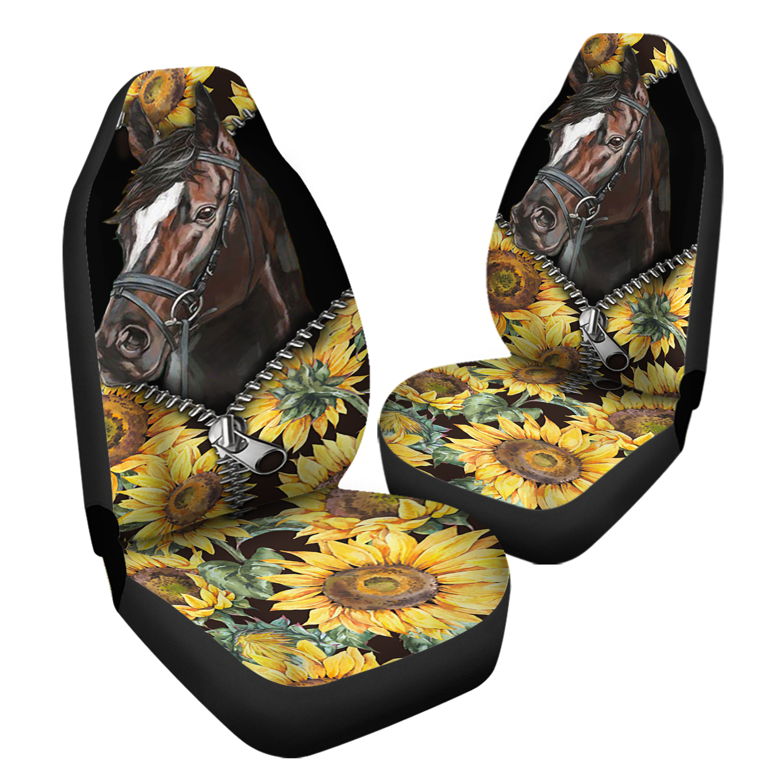 Horses And Sunflowers Car Seat Covers