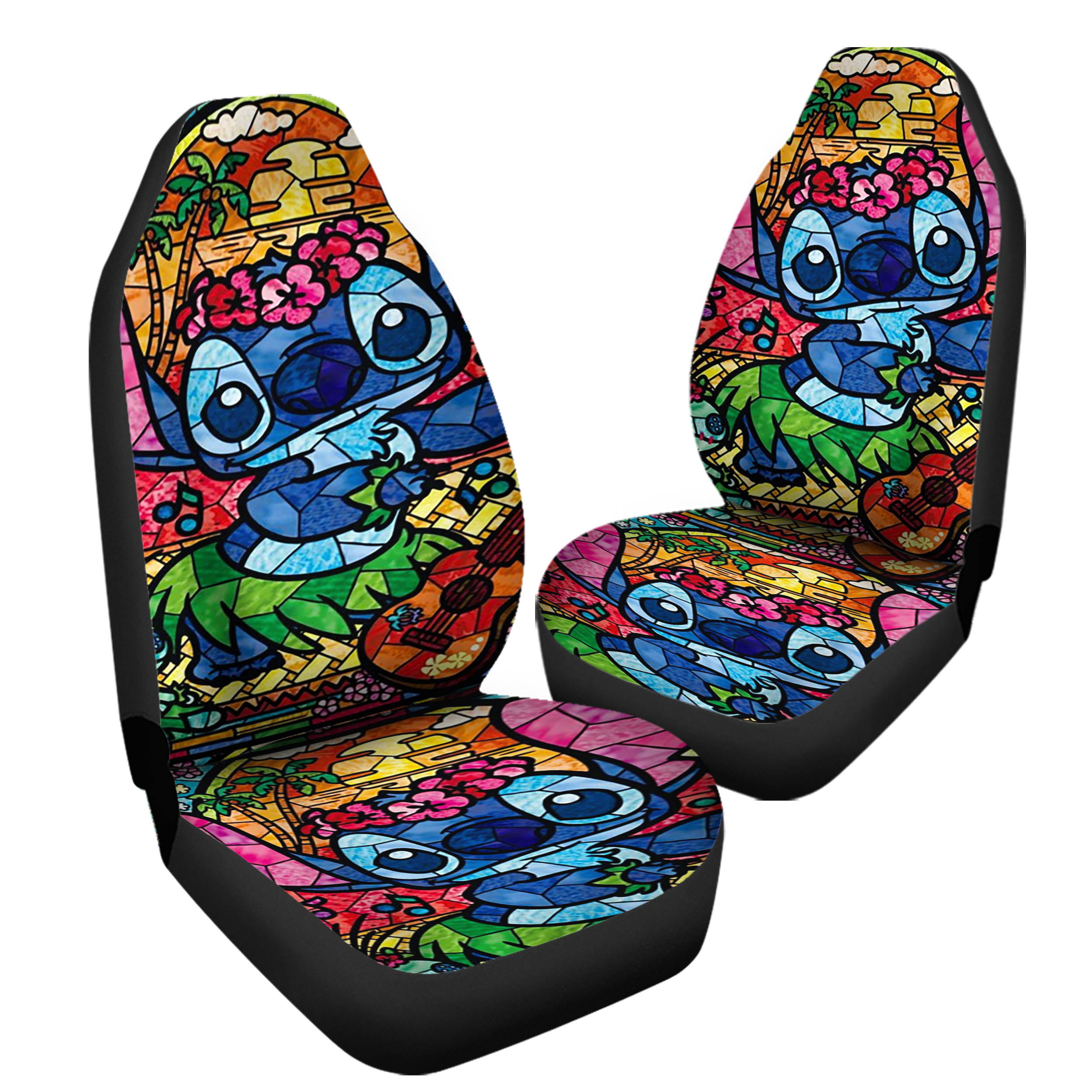 Stained Glass Lilo Stitch Car Seat Covers