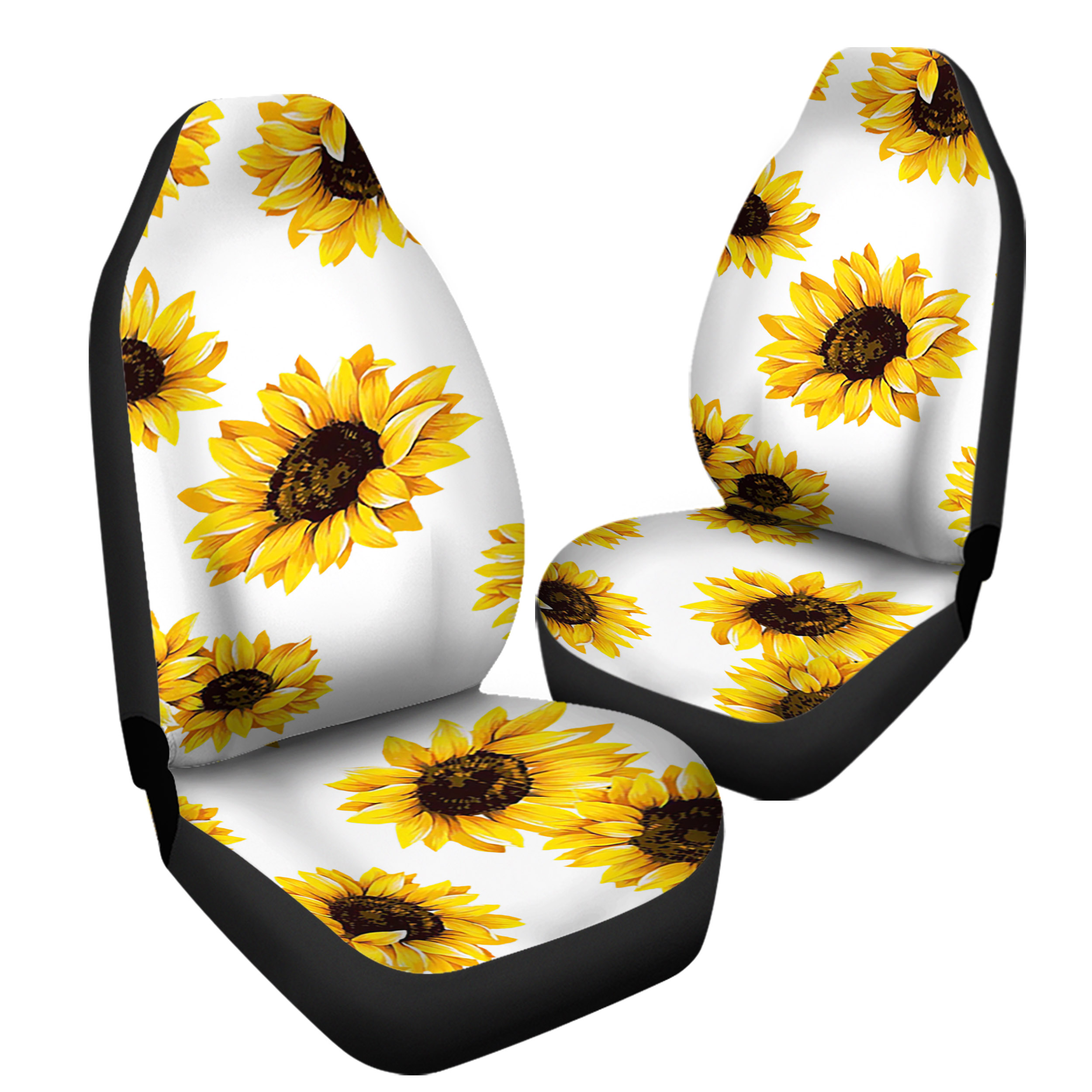 White Sunflower Car Seat Covers