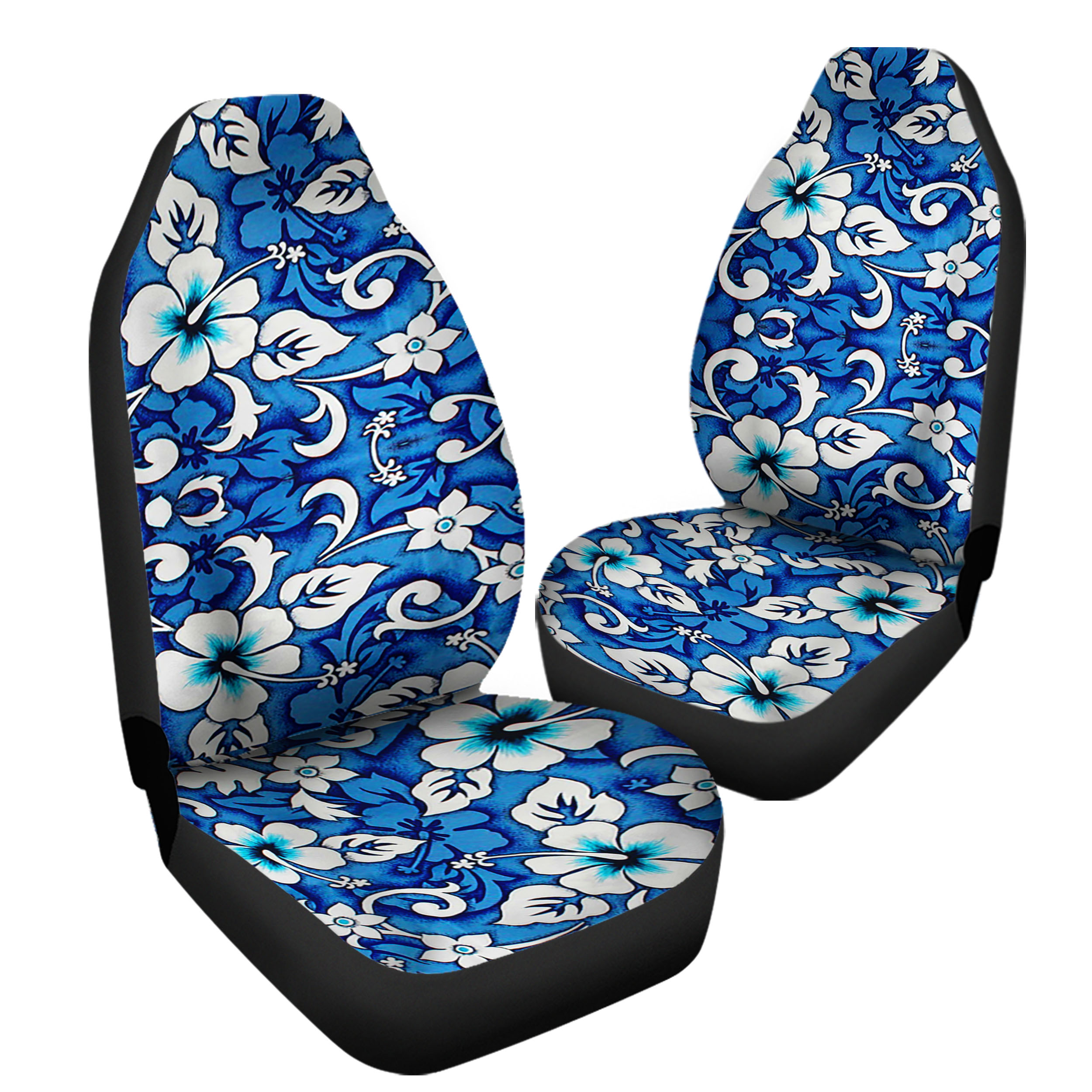 Hawaiian Classic Blue With Hibiscus Flowers Car Seat Covers